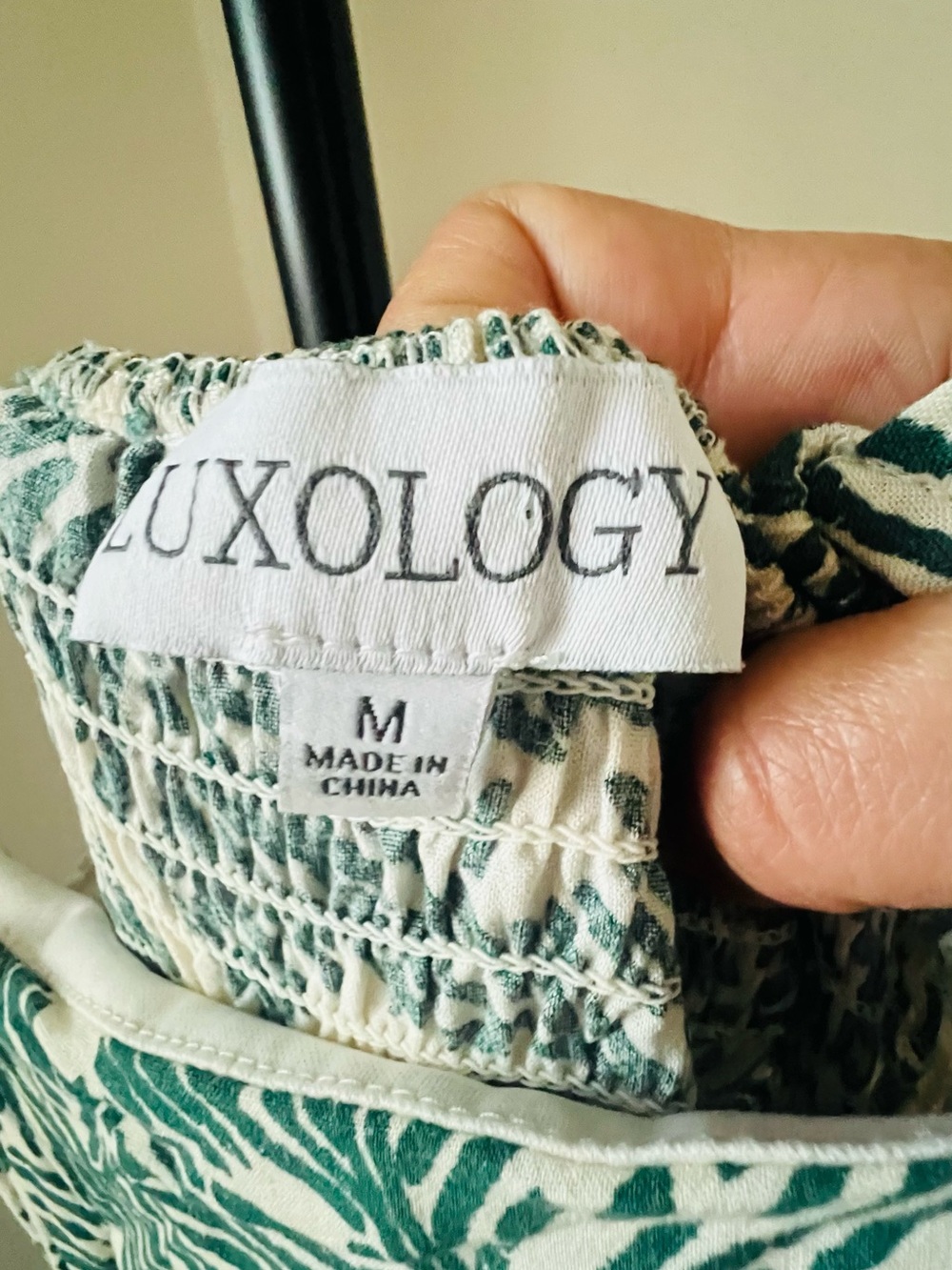 Luxology Cream Jumpsuit with Green Tropical Leaf Print - Picture 4 of 7
